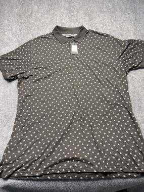 NWT Big Dude Black W/stars Polo Short Sleeve Shirt, Men's Size 4XL,Preppy,Casual